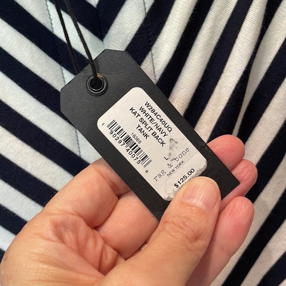 Rag & bone, SIZE L New with tag, White/Navy Striped split back tank - Picture 5 of 5